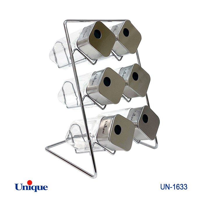 ست ادویه 6 تایی شیشه ای برند یونیک Unique کد UN-1633 مدل مربع