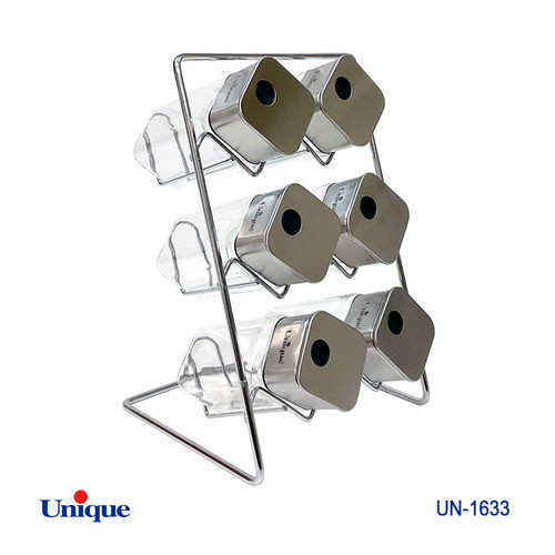ست ادویه 6 تایی شیشه ای برند یونیک Unique کد UN-1633 مدل مربع