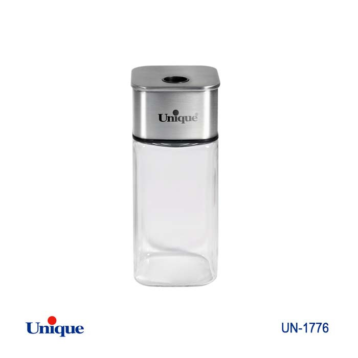 جا ادویه 12 عددی برند یونیک Unique کد UN-1776 جنس شیشه ای مربعی شکل