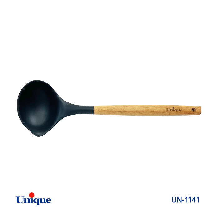 ملاقه تک برند یونیک Unique کد 1141 سیلیکونی دسته چوبی