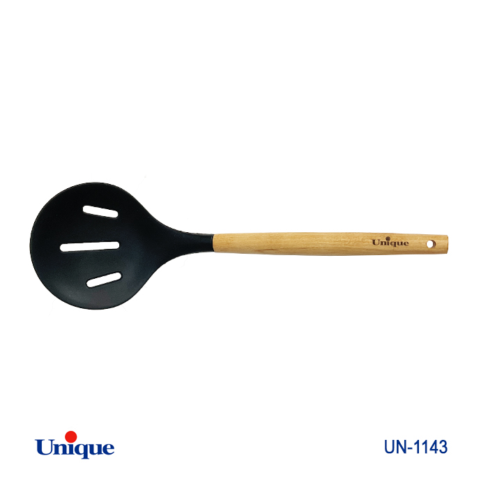 کفگیر برنج دسته چوب برند یونیک Unique کد UN-1143 سری سیلیکونی دسته چوبی