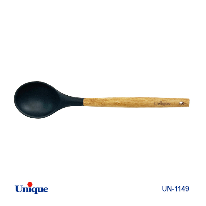 قاشق بزرگ تک برند یونیک Unique کد Un_1149 سیلیکونی دسته چوبی