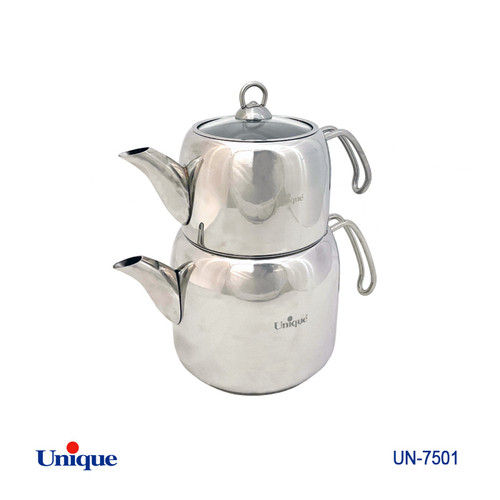 کتری و قوری استیل برند یونیک Unique کد UN-7501 ظرفیت 2.30 لیتری مدل ترک