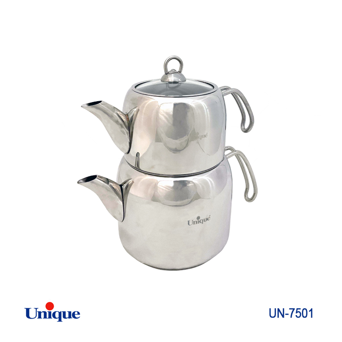 کتری و قوری استیل برند یونیک Unique کد UN-7503 ظرفیت 2.70 لیتری مدل ترک