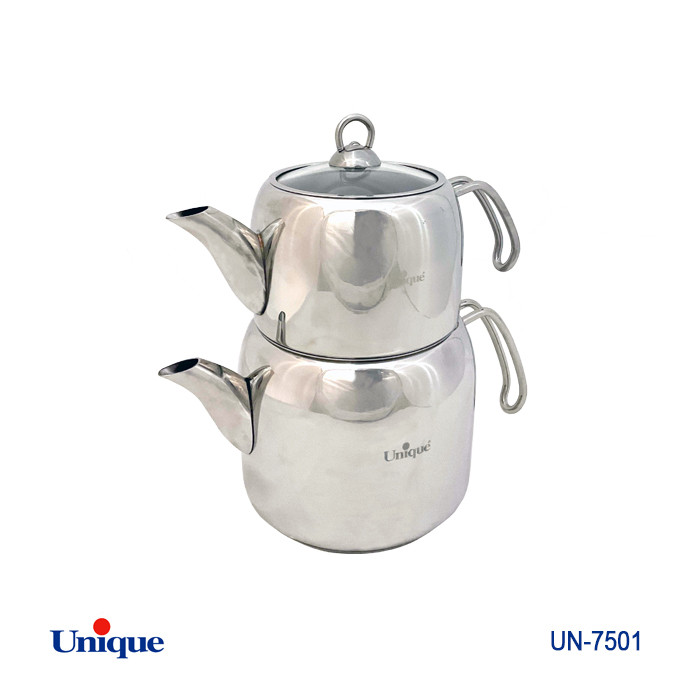 کتری و قوری استیل برند یونیک Unique کد UN-7503 ظرفیت 2.70 لیتری مدل ترک