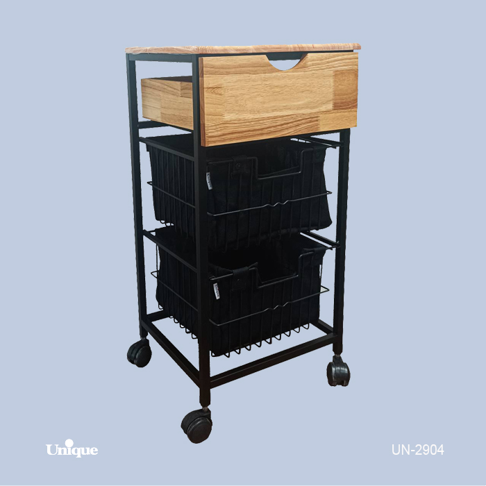 سبد سیب زمینی پیاز  2 طبقه برند یونیک Unique کد UN-2904 کشو دار با پارچه