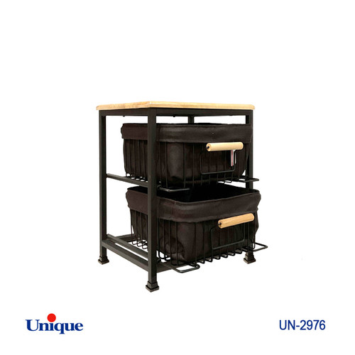 سبد سیب زمینی پیاز 2 طبقه برند یونیک Unique کد UN-2976 کشویی پارچه دار