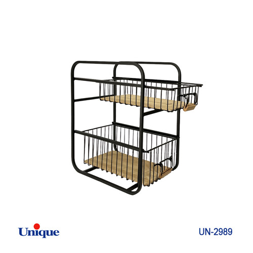 سبد سیب زمینی پیاز چند منظوره 2 طبقه برند یونیک Unique کد UN-2989 کشو دار دسته دار