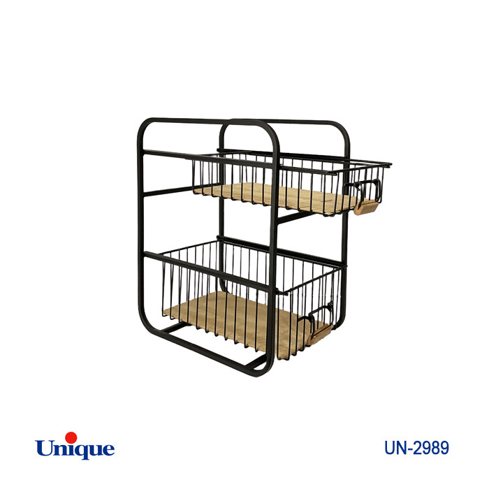 سبد سیب زمینی پیاز چند منظوره 2 طبقه برند یونیک Unique کد UN-2989 کشو دار دسته دار