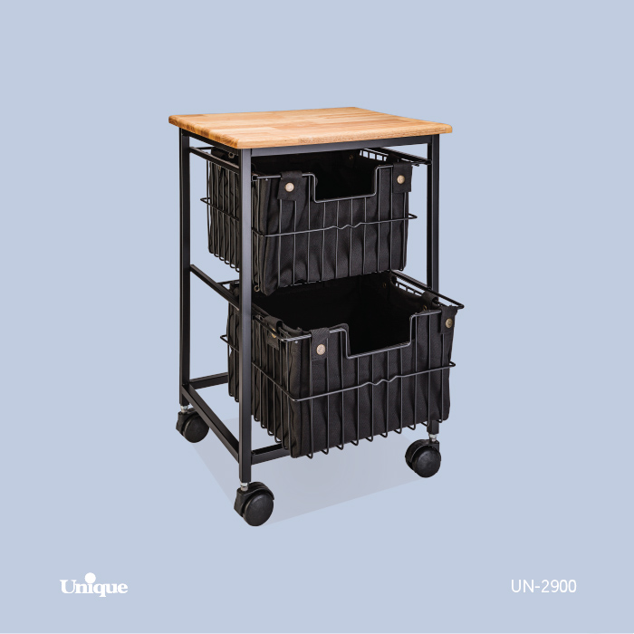 سبد سیب زمینی پیاز  2 طبقه برند یونیک Unique کد UN-2900 کشو دار با پارچه و چرخ دار