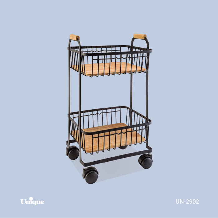 سبد سیب زمینی پیاز 2 طبقه برند یونیک Unique کد UN-2902 مدل ساده چرخدار