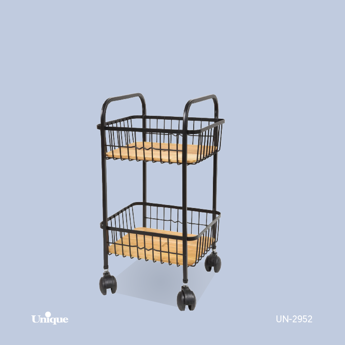 سبد سیب زمینی پیاز 2 طبقه برند یونیک Unique کد UN-2952 مدل کلاسیک چرخ دار