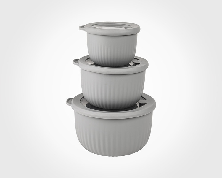 ست 3 کاسه درب دار برند لیمون limon کد 2233 گرد مدل شیاردار
