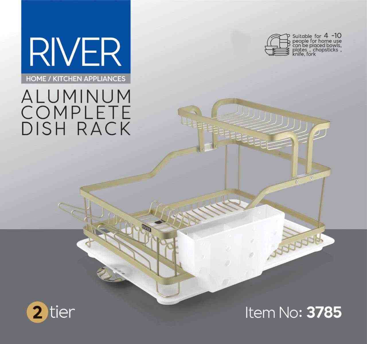جاظرفی آبچکان 1.5 طبقه برند ریور River کد 3785 جنس آلومینیومی رنگ طلایی آنادایز