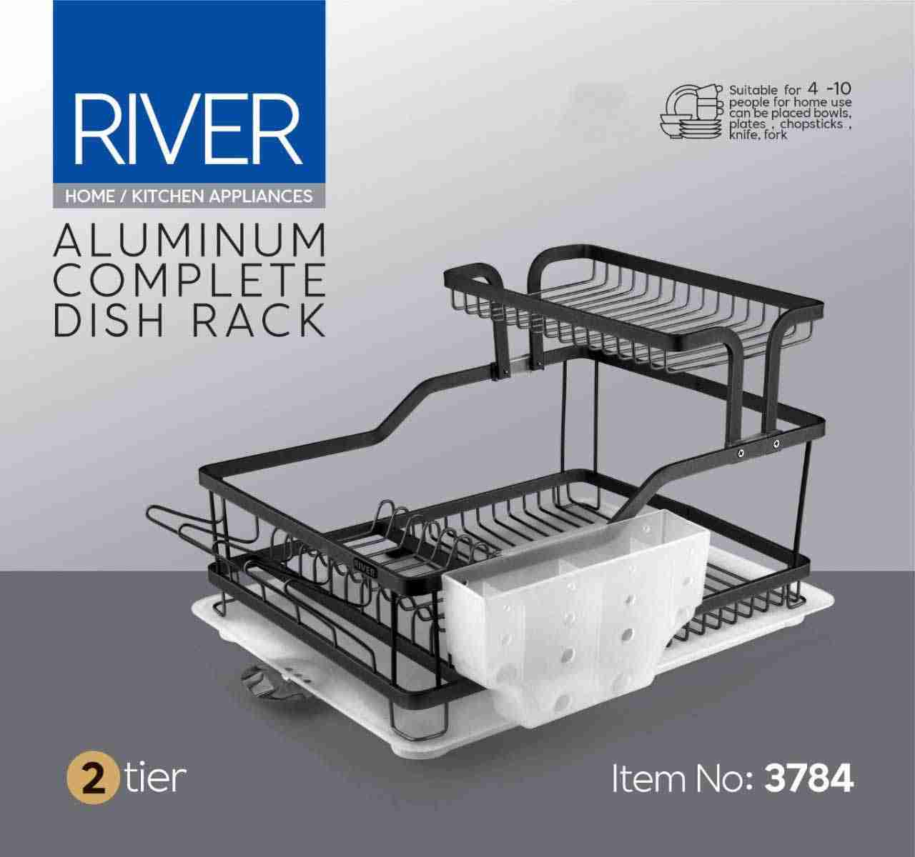جاظرفی آبچکان 1.5 طبقه برند ریور River کد 3784 جنس آلومینیومی رنگ مشکی آنادایز