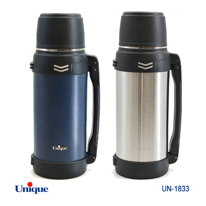 فلاکس استیل 2 لیتری بدون شیشه برند یونیک Unique کد UN-1833 مدل قلمی سفری