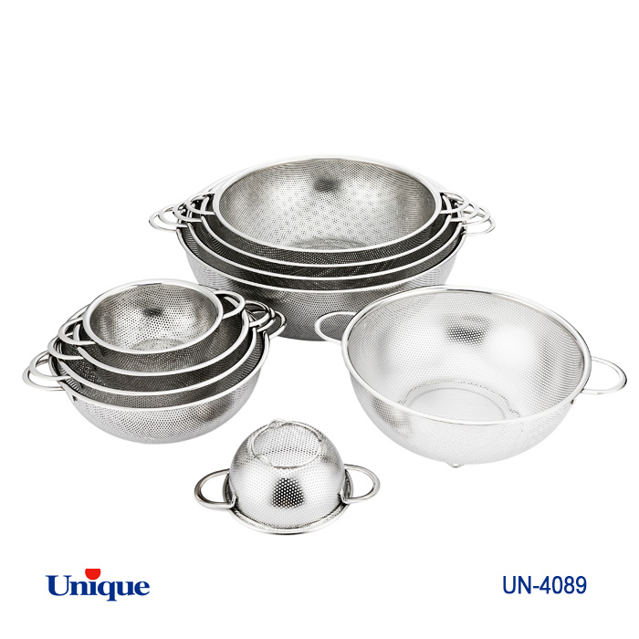 آبکش ۱۰ پارچه جنس استیل برند یونیک Unique کد UN-4089 استیل ضخیم نگیر