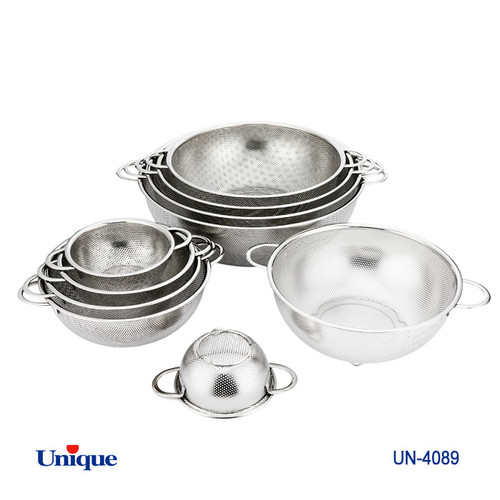 آبکش ۱۰ پارچه جنس استیل برند یونیک Unique کد UN-4089 استیل ضخیم نگیر